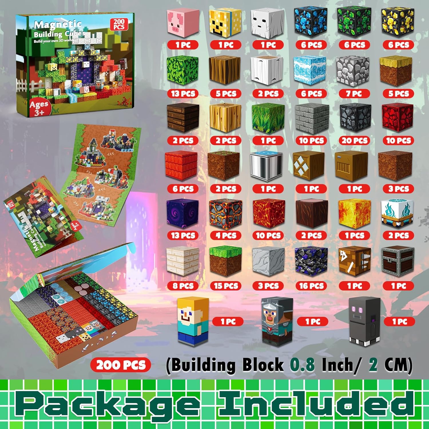 MAGNECRAFT Magnetic Blocks – 200 ks magnetických stavebních kostek STEM hračka pro děti od 3 let