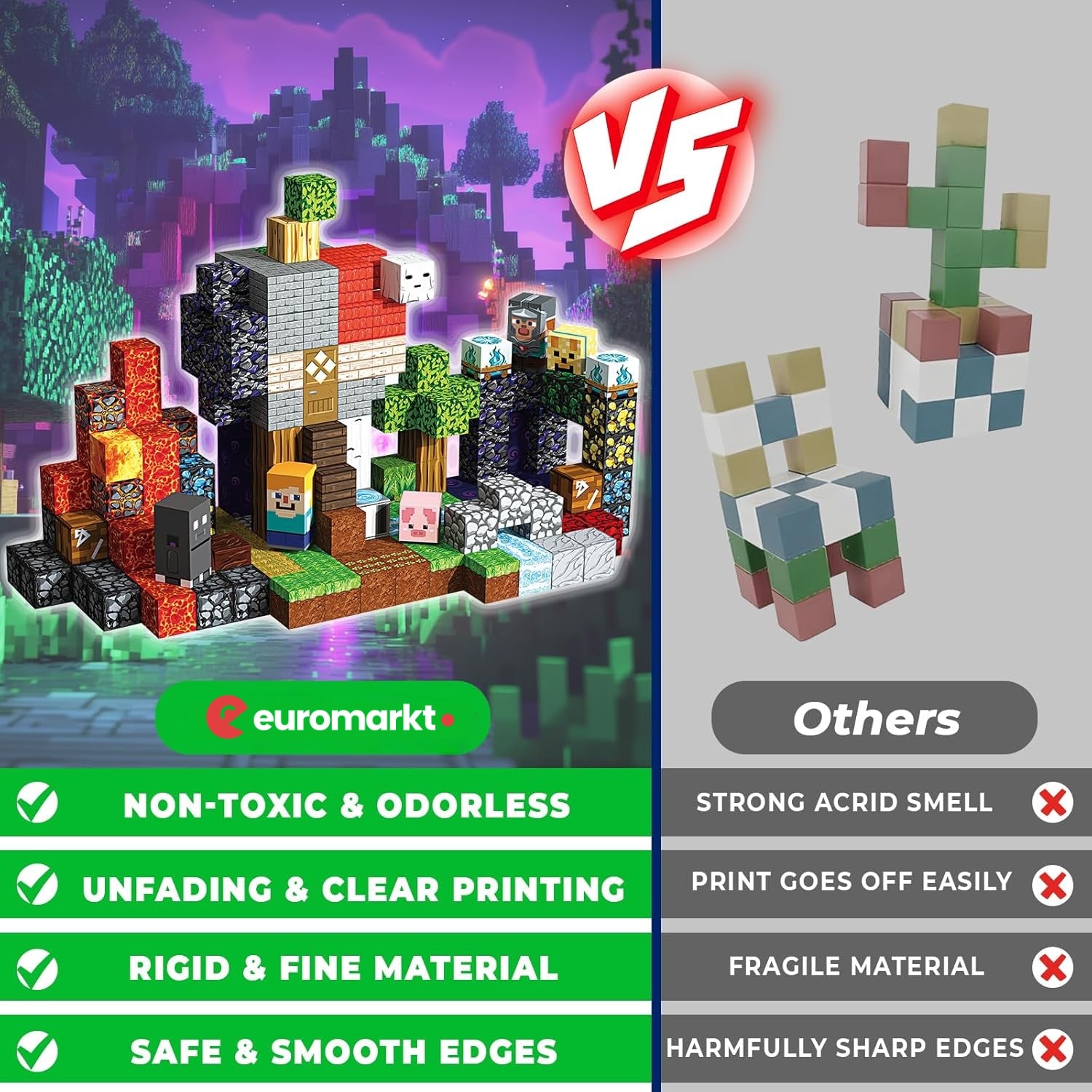 MAGNECRAFT Magnetic Blocks – 200 ks magnetických stavebních kostek STEM hračka pro děti od 3 let