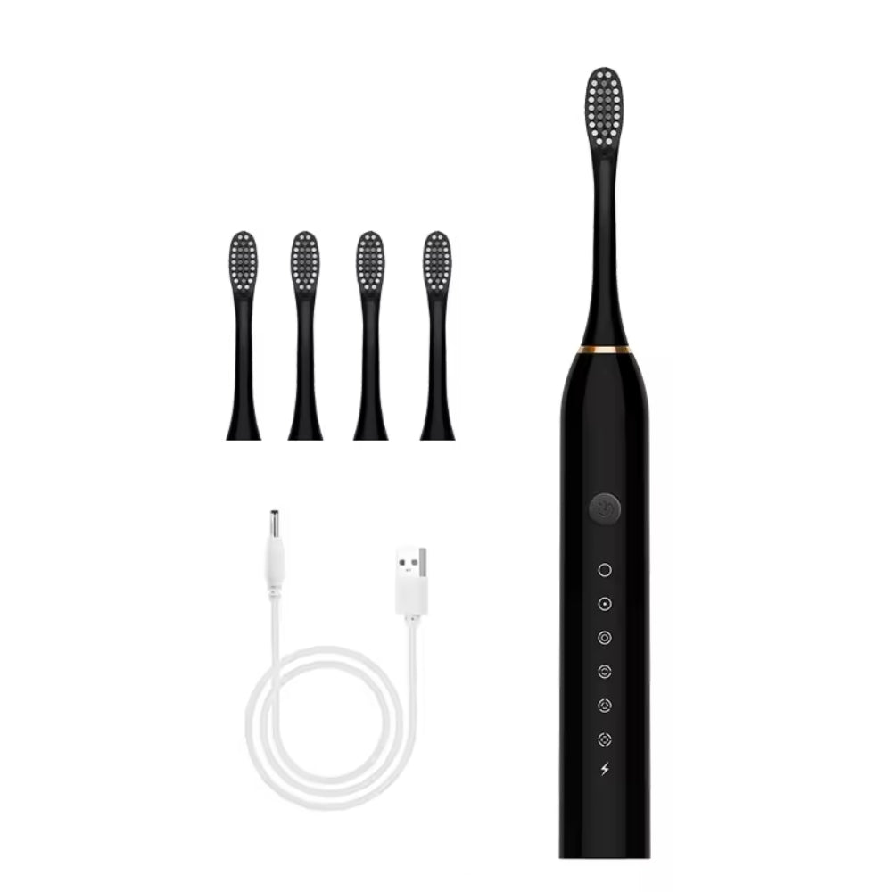 Elektrický zubní kartáček s vestavěným časovačem, 4 přídavnými hlavicemi, stojanem a pouzdrem