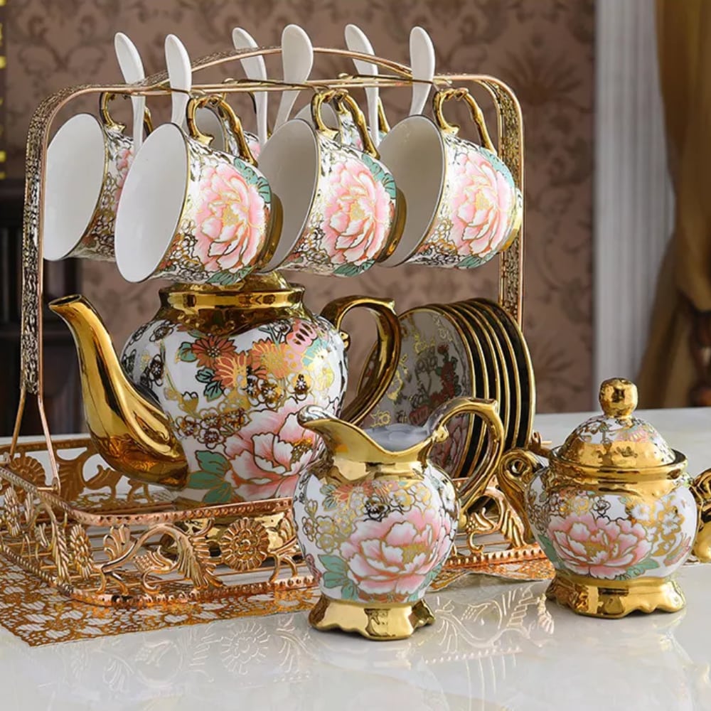 Porcelánové hrnky na kávu s podšálky "MONDENO", sada 6ks