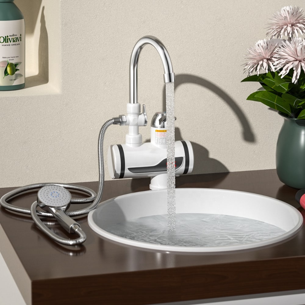 Vodovodní baterie a sprcha se zabudovaným ohřívačem