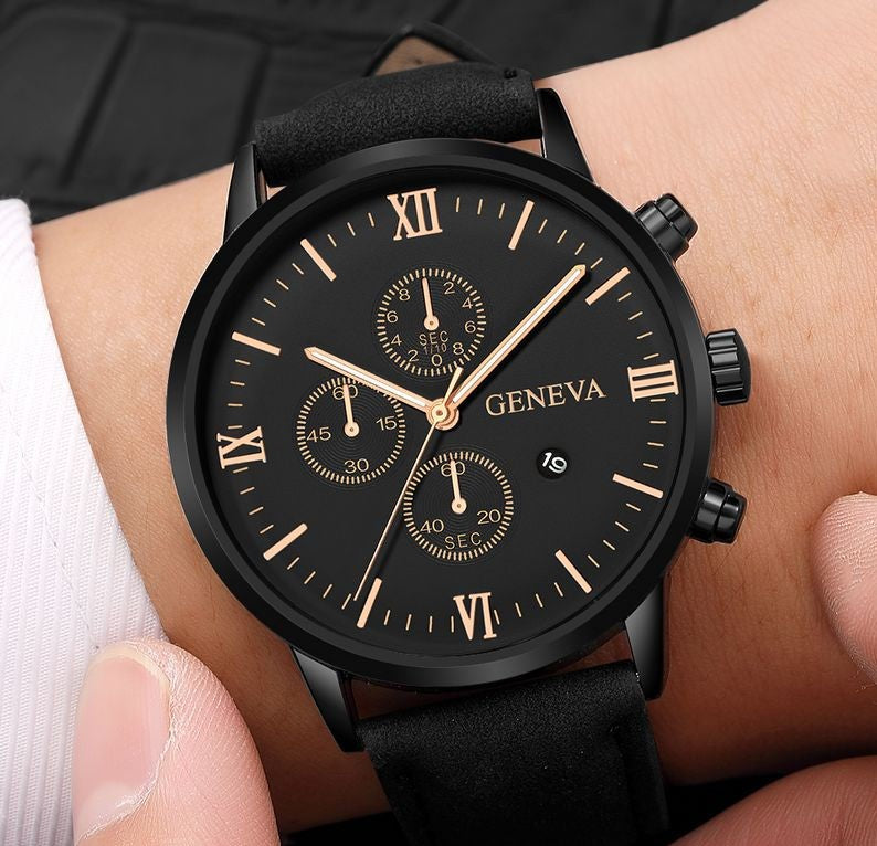 Pánské hodinky s koženým páskem