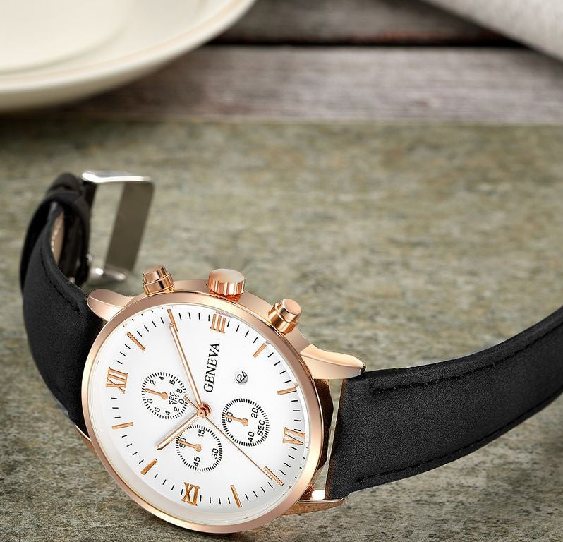 Pánské hodinky s koženým páskem