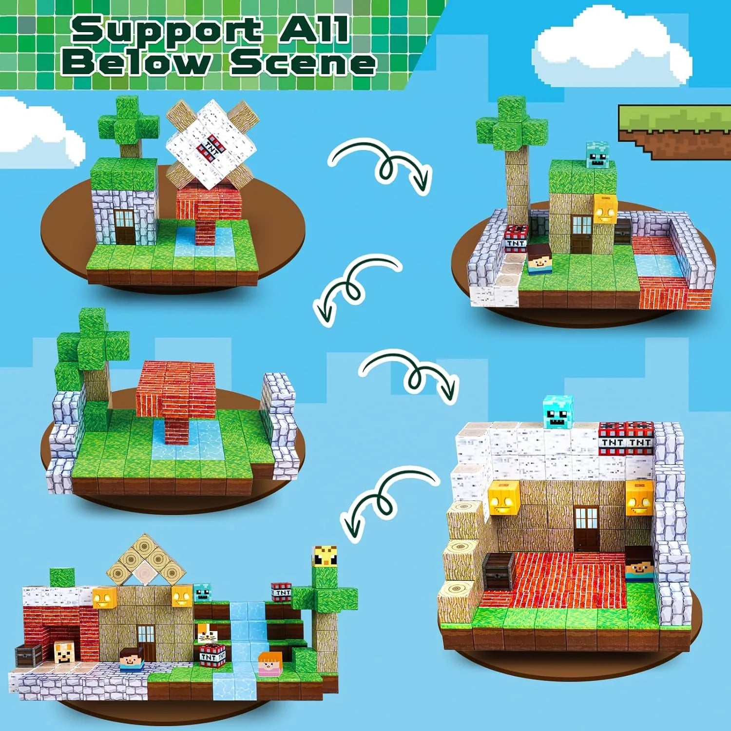 MAGNECRAFT Magnetic Blocks FOREST LIFE – 100 ks magnetických stavebních kostek STEM hračka pro děti od 3 let