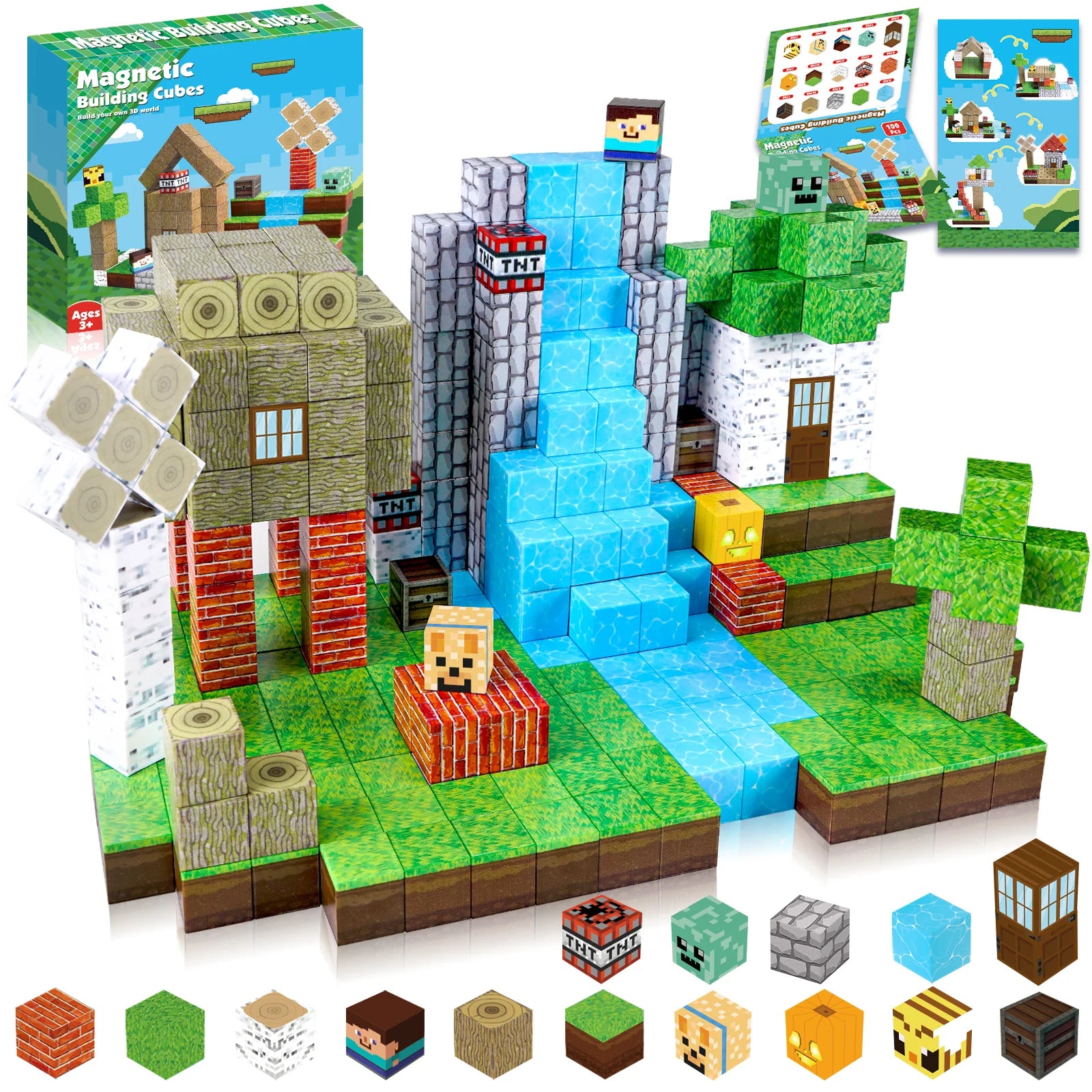 MAGNECRAFT Magnetic Blocks FOREST LIFE – 100 ks magnetických stavebních kostek STEM hračka pro děti od 3 let