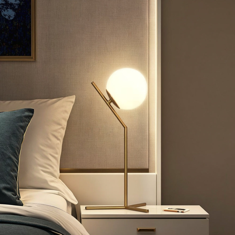 Designová stolní lampa Alaris, sklo, kov