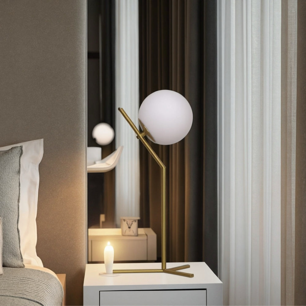 Designová stolní lampa Alaris, sklo, kov