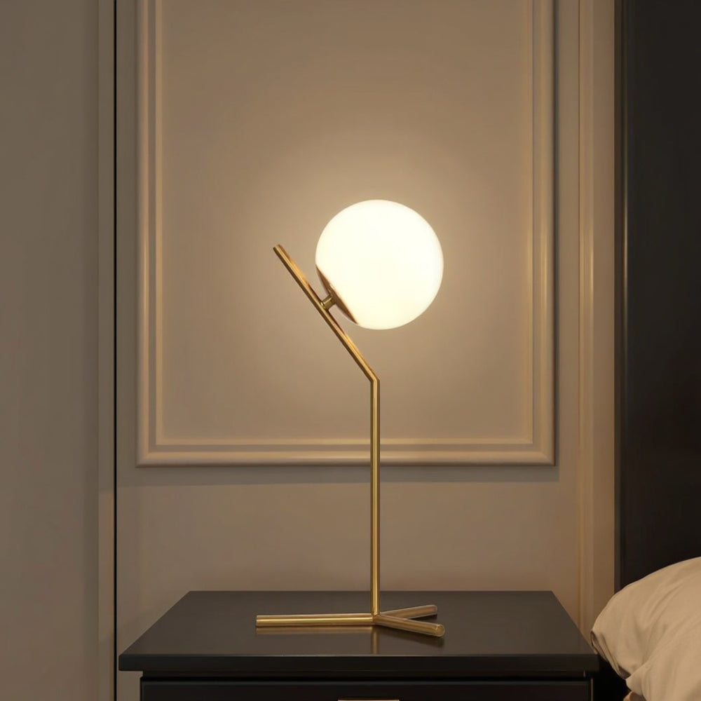 Designová stolní lampa Alaris, sklo, kov