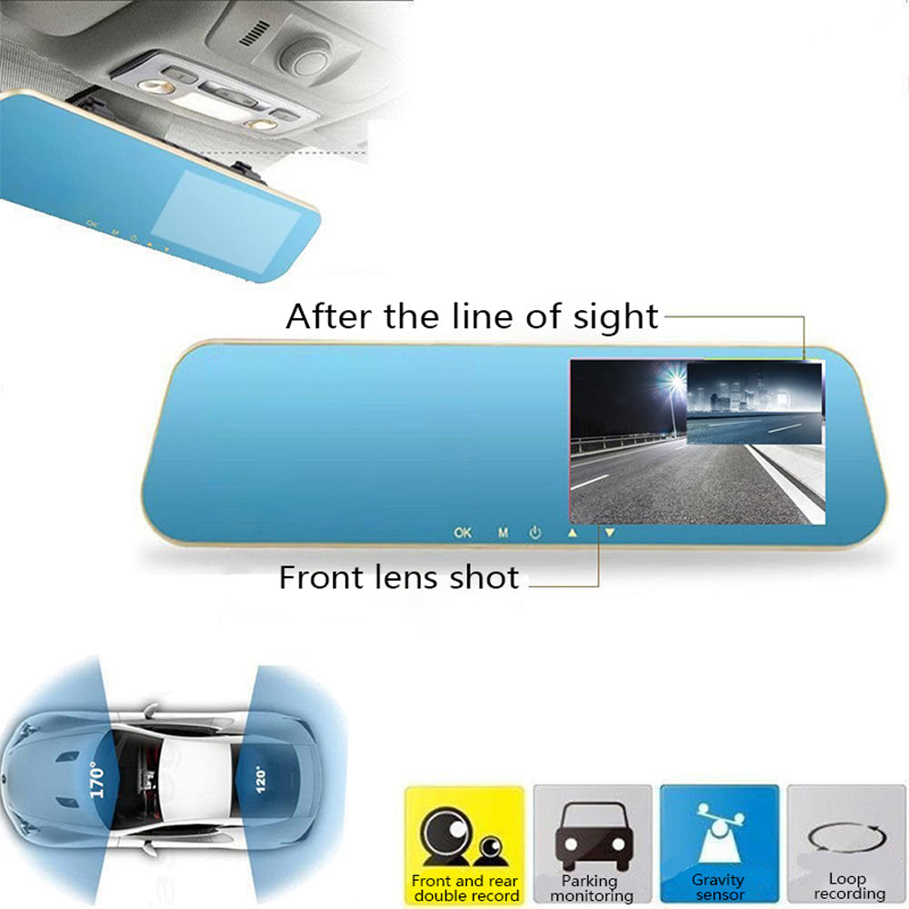Zpětné zrcátko do auta s 4,3palcovým LCD displejem a nahráváním